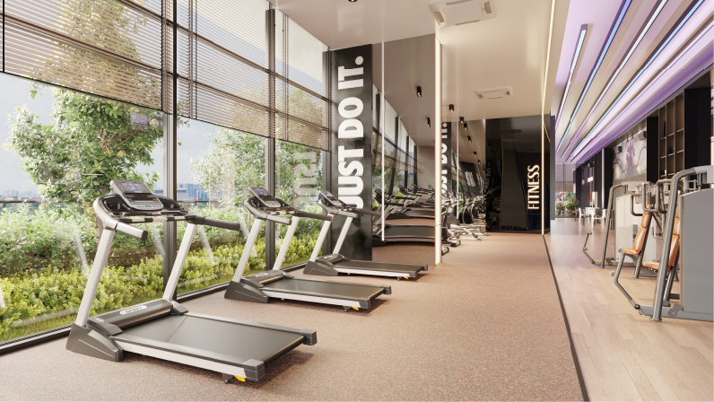 Sky gymnasium with city views